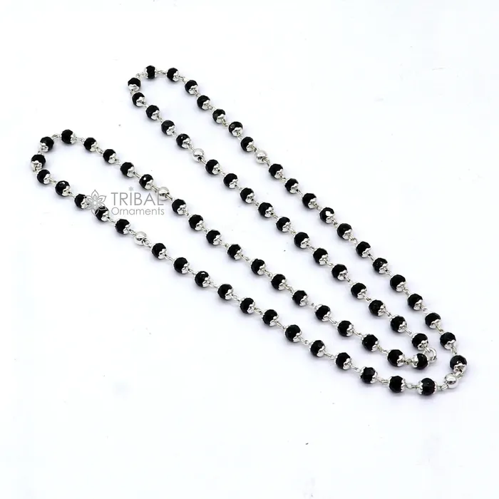 Necklaces Handmade 925 Sterling silver gorgeous black beaded Nazariya chain for girls and kids ch598 TRIBAL ORNAMENTS Necklaces Handmade 925 Sterling silver gorgeous black beaded Nazariya chain for girls and kids ch598 TRIBAL ORNAMENTS