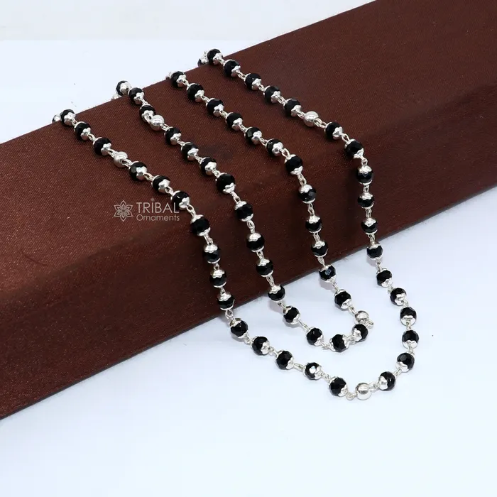 Necklaces Handmade 925 Sterling silver gorgeous black beaded Nazariya chain for girls and kids ch598 TRIBAL ORNAMENTS Necklaces Handmade 925 Sterling silver gorgeous black beaded Nazariya chain for girls and kids ch598 TRIBAL ORNAMENTS