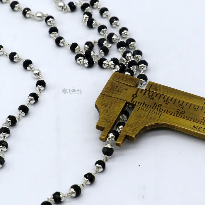Necklaces Handmade 925 Sterling silver gorgeous black beaded Nazariya chain for girls and kids ch598 TRIBAL ORNAMENTS Necklaces Handmade 925 Sterling silver gorgeous black beaded Nazariya chain for girls and kids ch598 TRIBAL ORNAMENTS