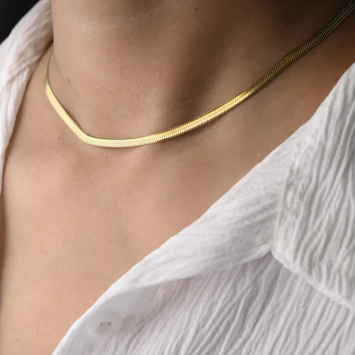 Necklaces Jewelvers 14K GoldFilled 3mm Flat Snake Chain Necklace