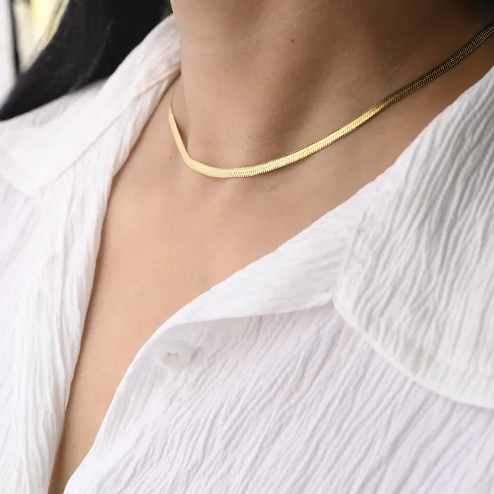 Necklaces Jewelvers 14K GoldFilled 3mm Flat Snake Chain Necklace Necklaces Jewelvers 14K GoldFilled 3mm Flat Snake Chain Necklace