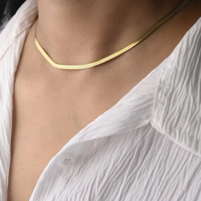 Necklaces Jewelvers 14K GoldFilled 3mm Flat Snake Chain Necklace Necklaces Jewelvers 14K GoldFilled 3mm Flat Snake Chain Necklace