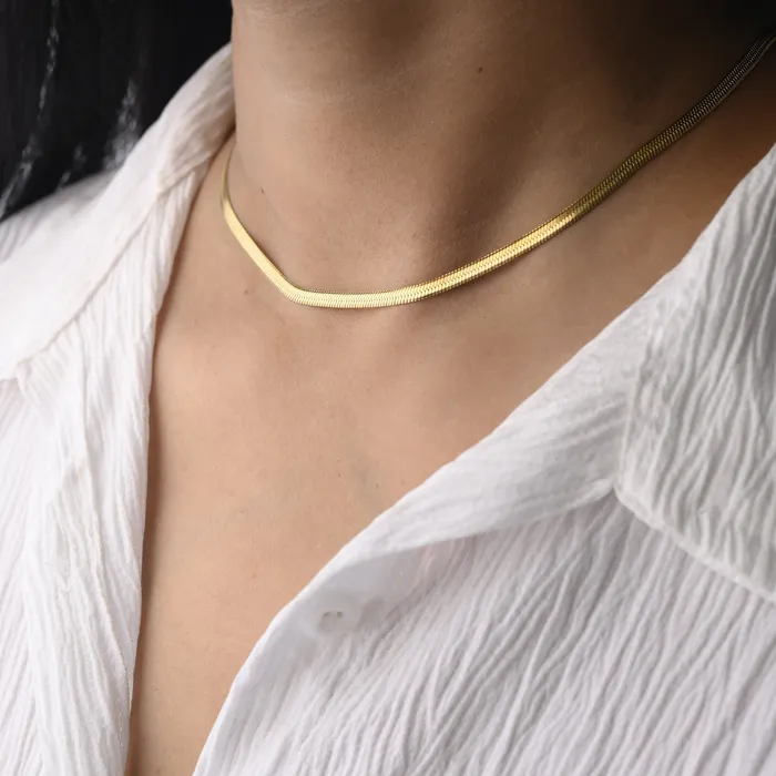 Necklaces Jewelvers 14K GoldFilled 3mm Flat Snake Chain Necklace Necklaces Jewelvers 14K GoldFilled 3mm Flat Snake Chain Necklace