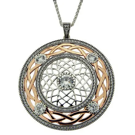 Necklaces Keith Jack Oxidized 10k Rose with CZ Large Brave Heart Pendant Necklaces Keith Jack Oxidized 10k Rose with CZ Large Brave Heart Pendant