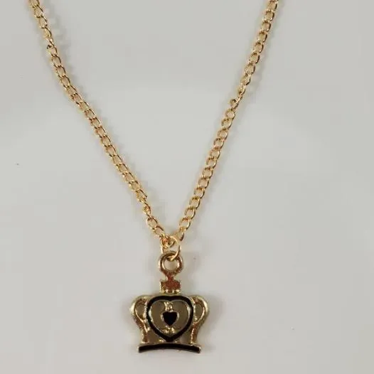 Necklaces L235 Gold Black Baked Enamel Crown Necklace with FREE Earrings polly