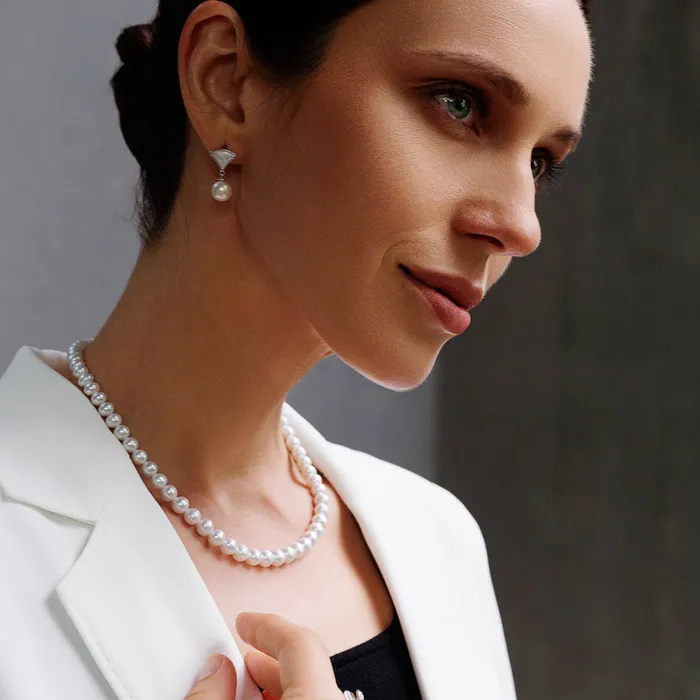 Necklaces Pearly Lustre 18k Gold Top Grading Aurora HANADAMA MultiColor Akoya Pearl Necklace KN00154