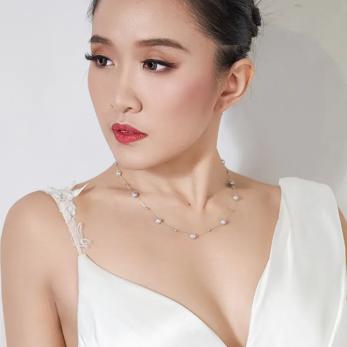 Necklaces Pearly Lustre 18K Solid Gold Akoya Madama Pearl Necklace KN00081