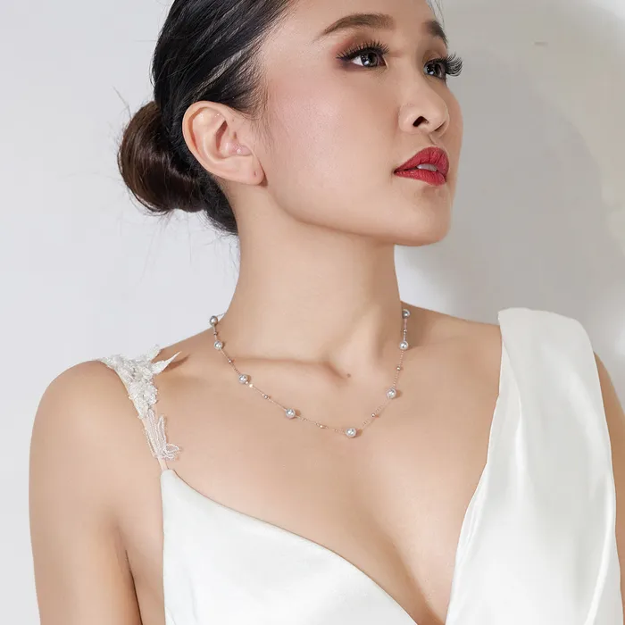Necklaces Pearly Lustre 18K Solid Gold Akoya Madama Pearl Necklace KN00081
