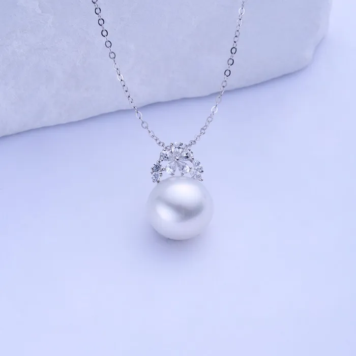 Necklaces Pearly Lustre 18K Solid Gold Australian White South Sea Pearl Necklace KN00286