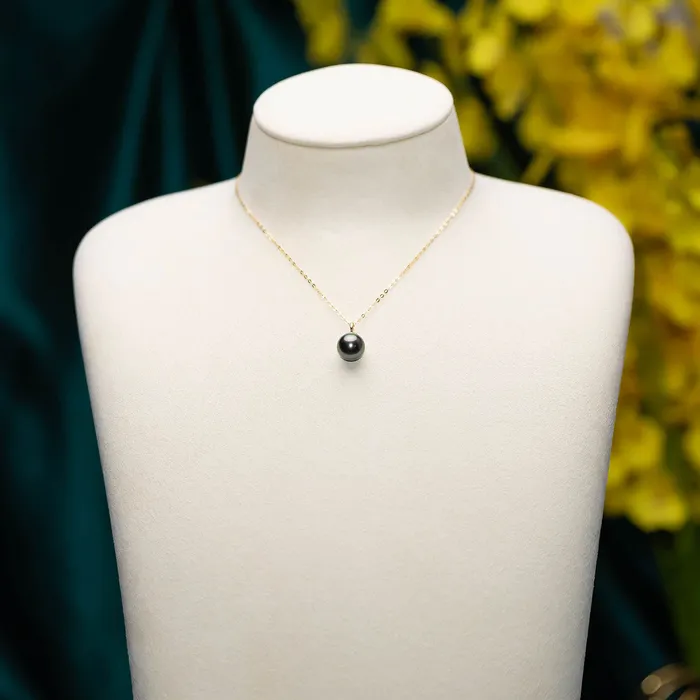 Necklaces Pearly Lustre 18K Solid Gold Saltwater Tahitian Pearl Necklace KN00017