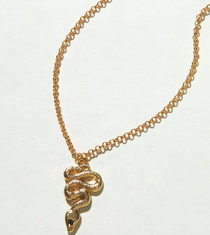 Necklaces POLLY N1753 Gold Snake Necklace with FREE Earrings