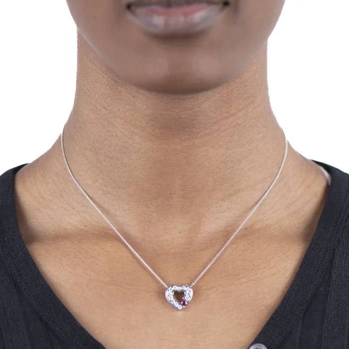 Necklaces PreOwned Ruby and Diamond Heart Pendant STORE 5a