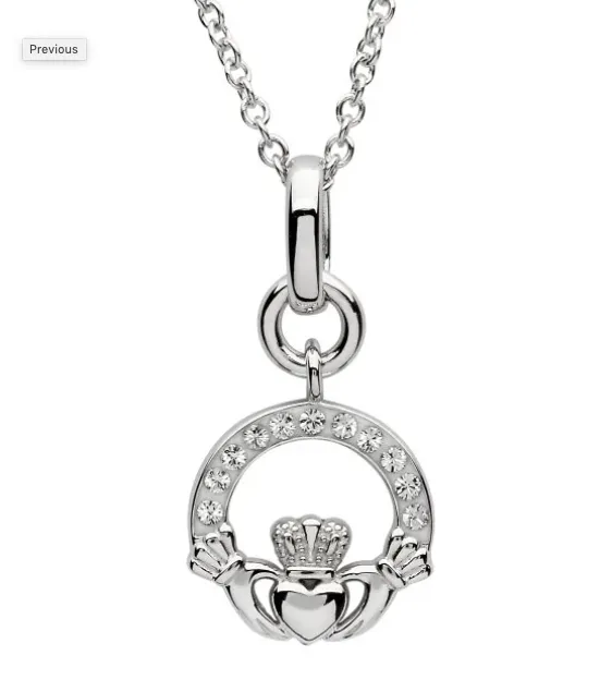 Necklaces Shanore Silver Crystal Set Claddagh Pendant