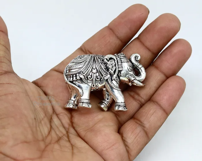 Necklaces Sterling silver handmade design customized upper trunk Elephant statue puja article figurine home dcor Diwali puja gift art539 TRIBAL ORNAMENTS