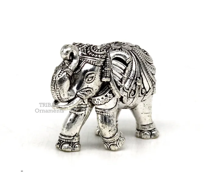 Necklaces Sterling silver handmade design customized upper trunk Elephant statue puja article figurine home dcor Diwali puja gift art539 TRIBAL ORNAMENTS