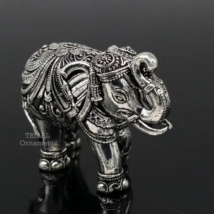Necklaces Sterling silver handmade design customized upper trunk Elephant statue puja article figurine home dcor Diwali puja gift art539 TRIBAL ORNAMENTS