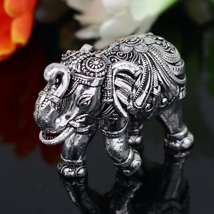Necklaces Sterling silver handmade design customized upper trunk Elephant statue puja article figurine home dcor Diwali puja gift art539 TRIBAL ORNAMENTS
