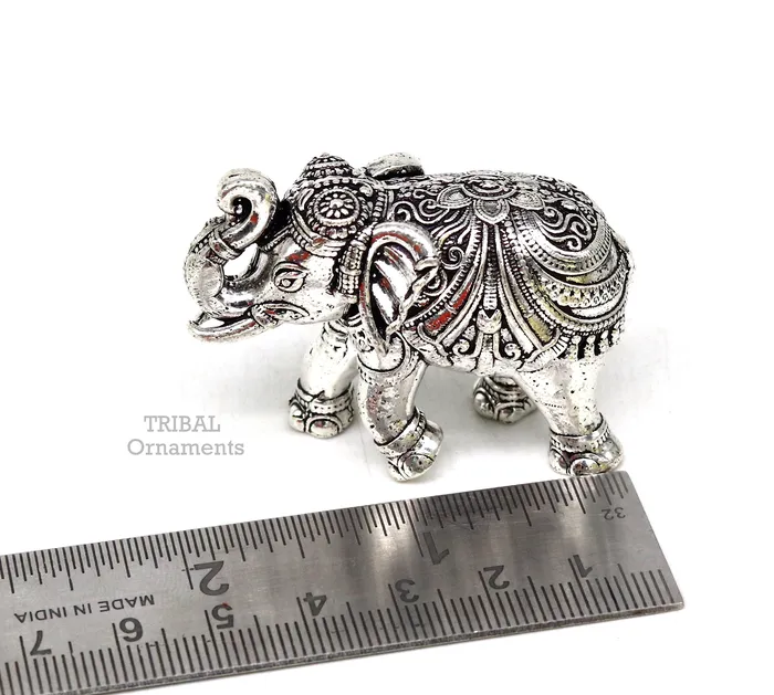 Necklaces Sterling silver handmade design customized upper trunk Elephant statue puja article figurine home dcor Diwali puja gift art539 TRIBAL ORNAMENTS