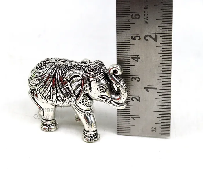 Necklaces Sterling silver handmade design customized upper trunk Elephant statue puja article figurine home dcor Diwali puja gift art539 TRIBAL ORNAMENTS