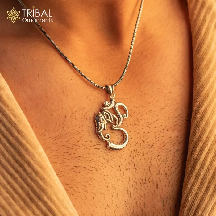 Necklaces Stunning 925 sterling silver handmade vintage design aum Ganesha pendant amazing stylish unisex pendant locket personalized jewelry ssp471 TRIBAL ORNAMENTS Necklaces Stunning 925 sterling silver handmade vintage design aum Ganesha pendant amazing stylish unisex pendant locket personalized jewelry ssp471 TRIBAL ORNAMENTS