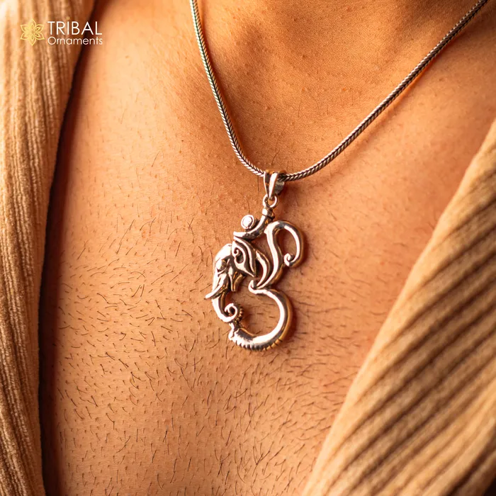 Necklaces Stunning 925 sterling silver handmade vintage design aum Ganesha pendant amazing stylish unisex pendant locket personalized jewelry ssp471 TRIBAL ORNAMENTS