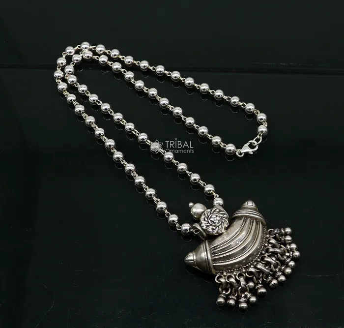 Necklaces Traditional cultural trendy style 925 sterling silver beaded long chain necklace best brides tribal ethnic jewelry of india set585 TRIBAL ORNAMENTS Necklaces Traditional cultural trendy style 925 sterling silver beaded long chain necklace best brides tribal ethnic jewelry of india set585 TRIBAL ORNAMENTS