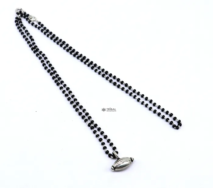 Necklaces TRIBAL ORNAMENTS 16 to 26 traditional cultural black beads 925 sterling silver stylish Single ball pendant necklace modern trendy delicate jewelry set626