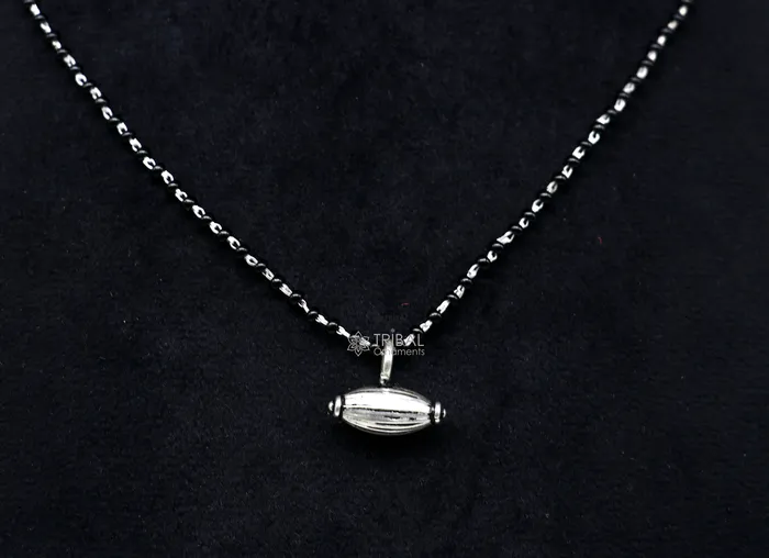 Necklaces TRIBAL ORNAMENTS 16 to 26 traditional cultural black beads 925 sterling silver stylish Single ball pendant necklace modern trendy delicate jewelry set626