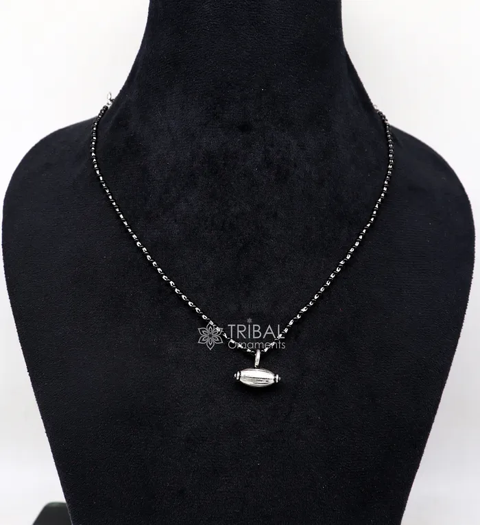 Necklaces TRIBAL ORNAMENTS 16 to 26 traditional cultural black beads 925 sterling silver stylish Single ball pendant necklace modern trendy delicate jewelry set626