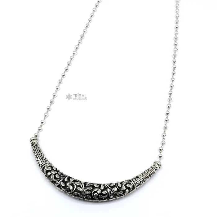 Necklaces TRIBAL ORNAMENTS 24 to 32 long Vintage Indian traditional style trendy 925 sterling silver chitai necklace chokerhusli tribal jewelry SET699