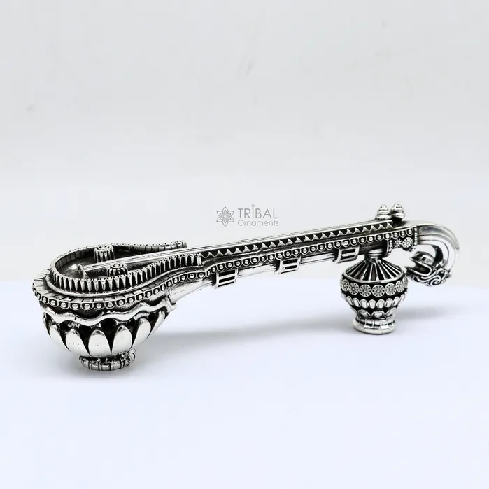 Necklaces TRIBAL ORNAMENTS 5OR 6 Maa Saraswati Veena 925 sterling silver musical instrument Veena for Goddess Sharda best gifting puja article Worshipping art623