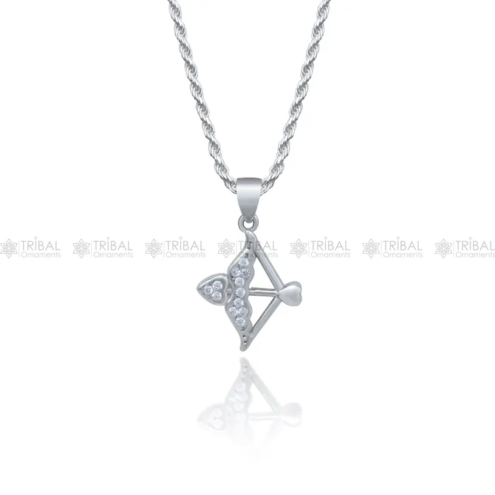 Necklaces TRIBAL ORNAMENTS 925 Sterling silver bow and arrow archer design diamond cubic zirconia stone pendant nsp987 Necklaces TRIBAL ORNAMENTS 925 Sterling silver bow and arrow archer design diamond cubic zirconia stone pendant nsp987