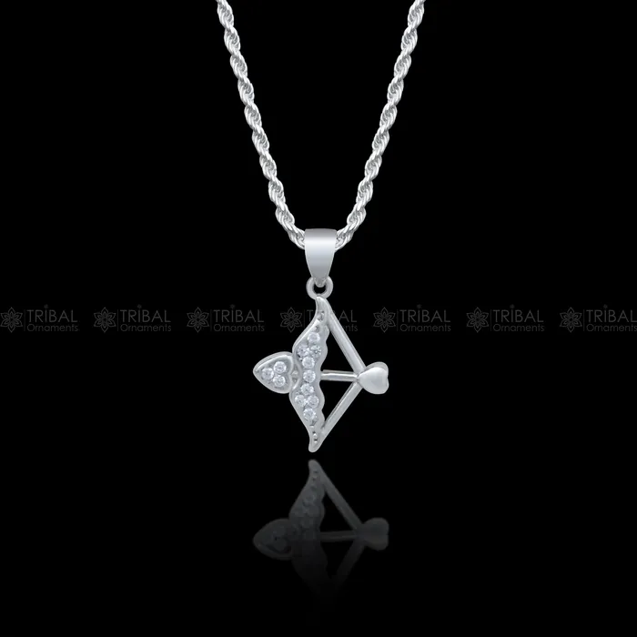Necklaces TRIBAL ORNAMENTS 925 Sterling silver bow and arrow archer design diamond cubic zirconia stone pendant nsp987
