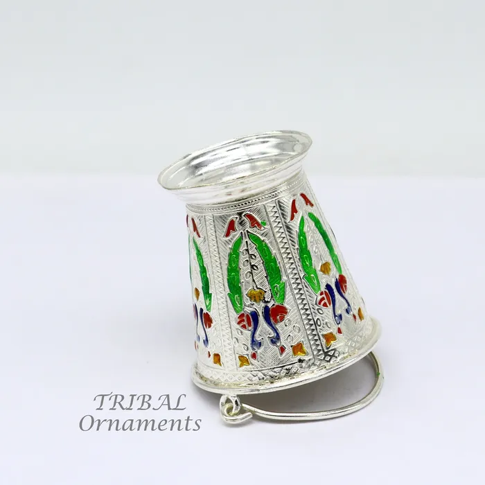 Necklaces TRIBAL ORNAMENTS 925 sterling silver handmade fabulous vintage style bucket toy for puja or worshipping Diwali puja article utensils su975