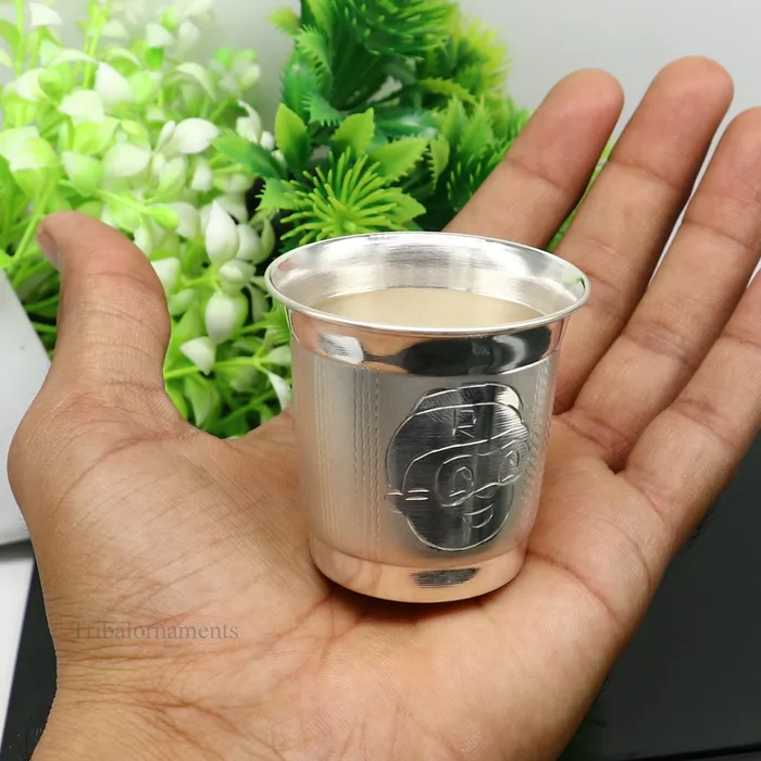 Necklaces TRIBAL ORNAMENTS 925 sterling silver handmade water milk baby glass tumbler silver tumbler silver baby food dining flask silver utensils gift sv217