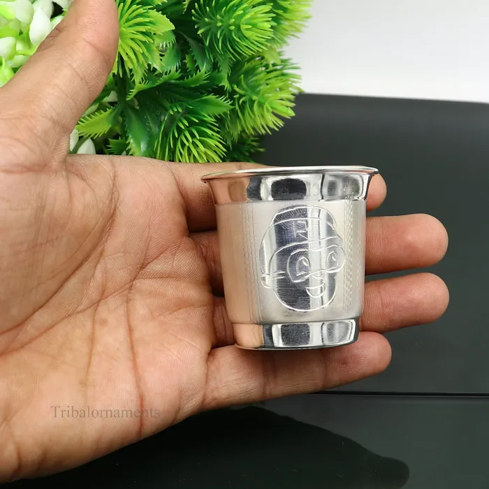 Necklaces TRIBAL ORNAMENTS 925 sterling silver handmade water milk baby glass tumbler silver tumbler silver baby food dining flask silver utensils gift sv217