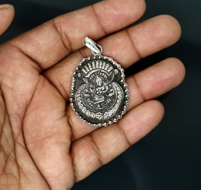 Necklaces TRIBAL ORNAMENTS 925 sterling silver Vintage antique design handmade God Krishna fabulous pendant tribal belly dance temple jewelry from india ssp589