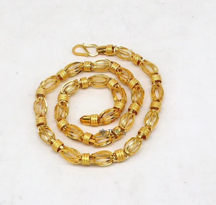 Necklaces TRIBAL ORNAMENTS Hallmarked 22kt 22ct yellow gold handmade certified gold byzantine luxury gifting chain necklace all sized mens chain necklace gch582 Necklaces TRIBAL ORNAMENTS Hallmarked 22kt 22ct yellow gold handmade certified gold byzantine luxury gifting chain necklace all sized mens chain necklace gch582