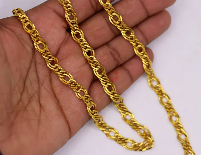 Necklaces TRIBAL ORNAMENTS Vintage stylish handmade fabulous double link chain 21 inches necklace unisex jewelry from Rajasthan India