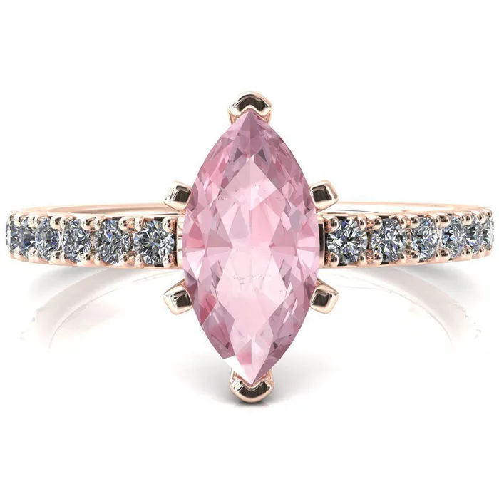 Nefili Marquise Pink Sapphire 6 Prong 58 Eternity Diamond French Pave Engagement Ring Fire Brilliance Rings