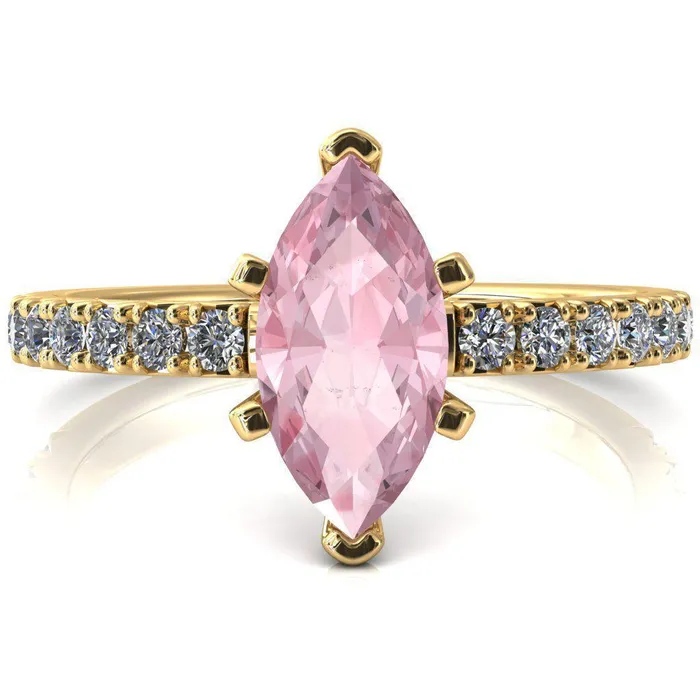 Nefili Marquise Pink Sapphire 6 Prong 58 Eternity Diamond French Pave Engagement Ring Fire Brilliance Rings