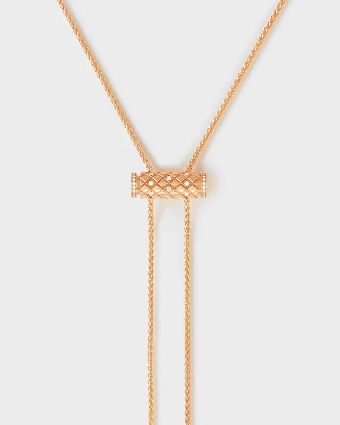 Nouvel Heritage Necklaces SemiPaved Latch Pendant on GM Chain in Rose Gold Nouvel Heritage Necklaces SemiPaved Latch Pendant on GM Chain in Rose Gold