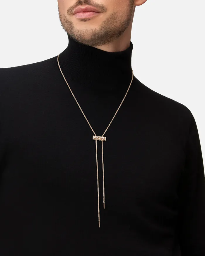 Nouvel Heritage Necklaces SemiPaved Latch Pendant on GM Chain in Rose Gold Nouvel Heritage Necklaces SemiPaved Latch Pendant on GM Chain in Rose Gold