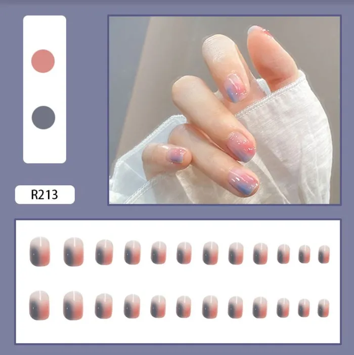 NS180 Short Press On Nails 24 Pieces R213 Polly Earrings