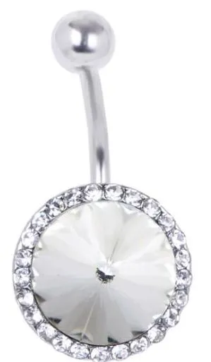 P52 Silver Crystal Gem Belly Button Ring Alice Rings