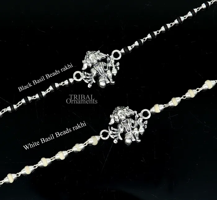 Panchmukhi hanuman holy basil rosary beads Rakhi 925 sterling silver handmade Rakhi bracelet amazing Tulsi beaded bracelet rk203 TRIBAL ORNAMENTS Bracelets Panchmukhi hanuman holy basil rosary beads Rakhi 925 sterling silver handmade Rakhi bracelet amazing Tulsi beaded bracelet rk203 TRIBAL ORNAMENTS Bracelets