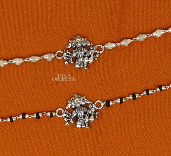 Panchmukhi hanuman holy basil rosary beads Rakhi 925 sterling silver handmade Rakhi bracelet amazing Tulsi beaded bracelet rk203 TRIBAL ORNAMENTS Bracelets Panchmukhi hanuman holy basil rosary beads Rakhi 925 sterling silver handmade Rakhi bracelet amazing Tulsi beaded bracelet rk203 TRIBAL ORNAMENTS Bracelets