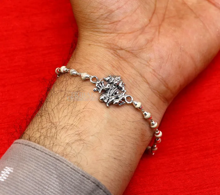 Panchmukhi hanuman holy basil rosary beads Rakhi 925 sterling silver handmade Rakhi bracelet amazing Tulsi beaded bracelet rk203 TRIBAL ORNAMENTS Bracelets Panchmukhi hanuman holy basil rosary beads Rakhi 925 sterling silver handmade Rakhi bracelet amazing Tulsi beaded bracelet rk203 TRIBAL ORNAMENTS Bracelets