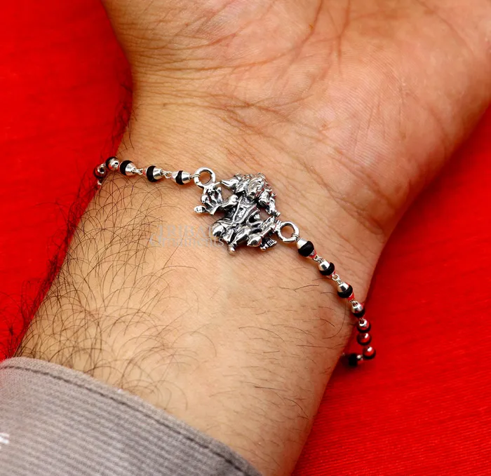 Panchmukhi hanuman holy basil rosary beads Rakhi 925 sterling silver handmade Rakhi bracelet amazing Tulsi beaded bracelet rk203 TRIBAL ORNAMENTS Bracelets Panchmukhi hanuman holy basil rosary beads Rakhi 925 sterling silver handmade Rakhi bracelet amazing Tulsi beaded bracelet rk203 TRIBAL ORNAMENTS Bracelets