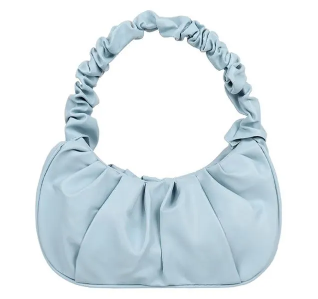 PB174 Light Blue Scrunched Design Purse polly Necklaces